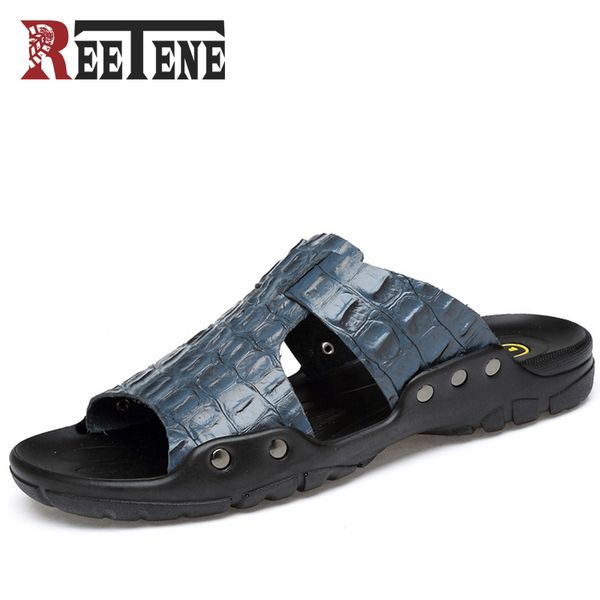reetene plus size 38-52 summer men's shoes genuine leather crocodile men sandals classic men flip flops slippers beach shoes, Black
reetene plus size 38-52 summer men's shoes genuine leather crocodile men sandals classic men flip flops slippers beach shoes, Black