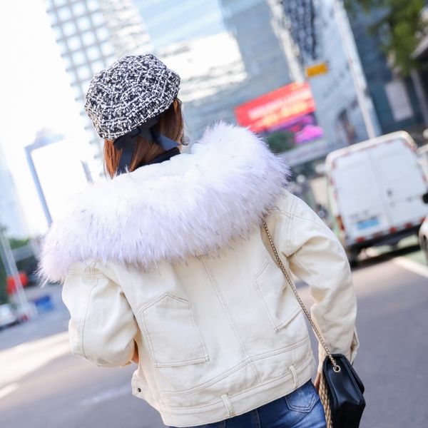 jeans coat 2018 winter new style korean-style loose-fit large fur collar brushed and thick coat woman cotton dress, Blue;black
jeans coat 2018 winter new style korean-style loose-fit large fur collar brushed and thick coat woman cotton dress, Blue;black
