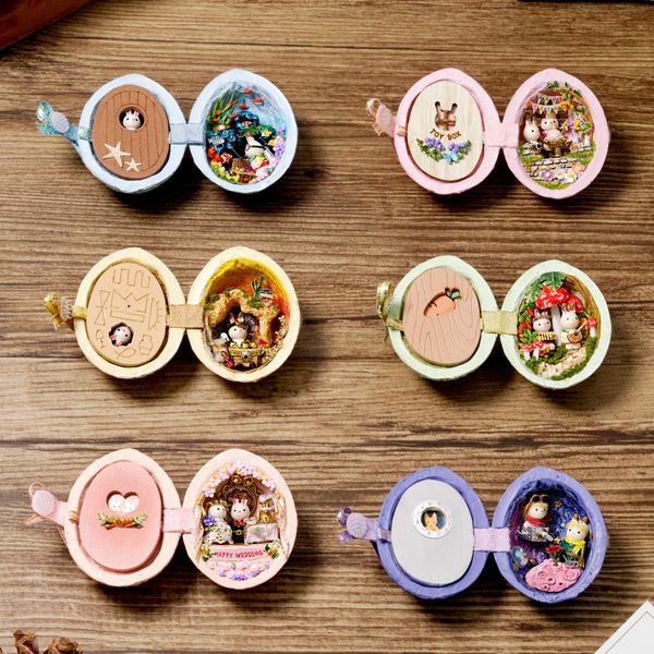 Doll House Furniture Diy Miniature 3d Wooden Miniaturas Dollhouse Toys For Children Birthday Gifts Wedding Time R002 Mx200414