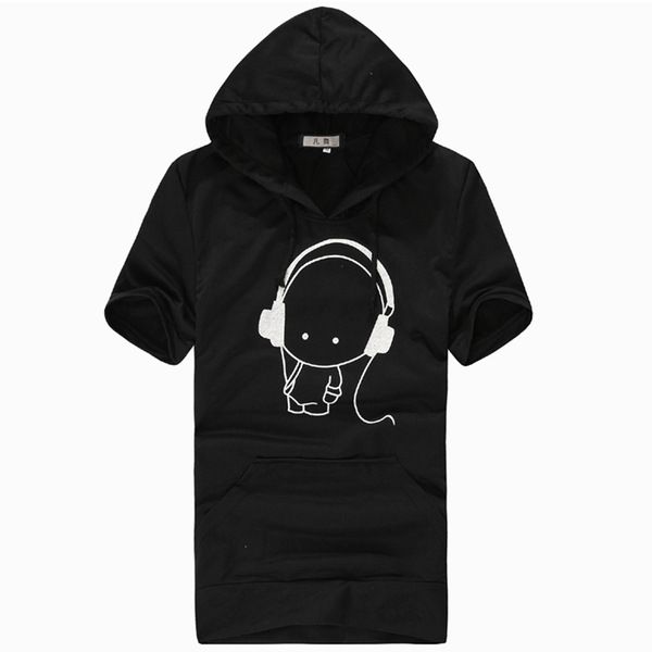 summer new style men slim fit korean-style trend couples hooded short sleeve t-shirt, White;black
summer new style men slim fit korean-style trend couples hooded short sleeve t-shirt, White;black