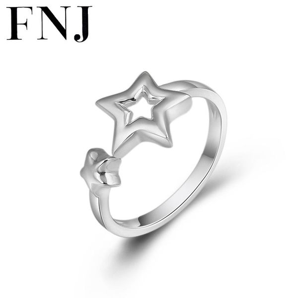 

fnj 925 silver rings adjustable size open pentagram popular s925 solid thai silver ring for women jewelry fine five-pointed, Golden;silver