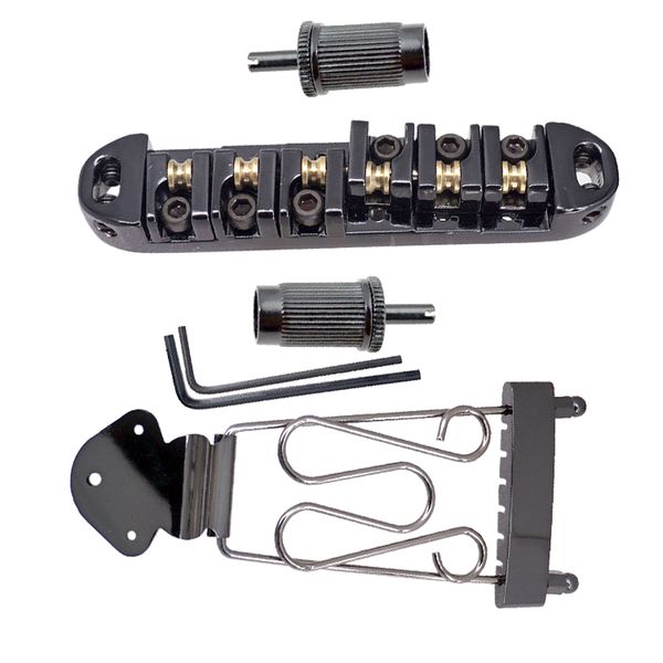 zinc alloy guitar roller saddle bridge string tailpiece, with large adjustable lock posts, hex wrenches for lp electric guitar, black
zinc alloy guitar roller saddle bridge string tailpiece, with large adjustable lock posts, hex wrenches for lp electric guitar, black