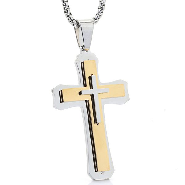 europe and america stainless steel three layer cross pendant 58 size cool men titanium steel necklace accessories bc2007, Silver
europe and america stainless steel three layer cross pendant 58 size cool men titanium steel necklace accessories bc2007, Silver