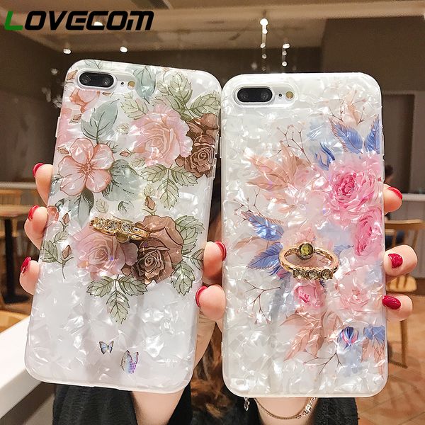 lovecom shell texture flower phone case for iphone 11 pro xr xs max 6 6s 7 8 plus soft imd finger ring crystal phone back cover
lovecom shell texture flower phone case for iphone 11 pro xr xs max 6 6s 7 8 plus soft imd finger ring crystal phone back cover