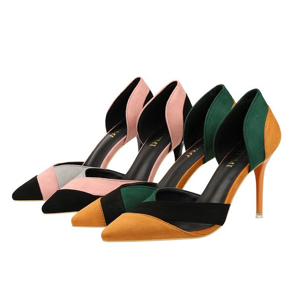 fashion spring women thin high heels pointed toe 10cm heels suede pumps t12, Black