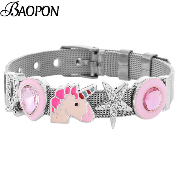 baopon jewelry cute unicorn slide charm bracelet stainless steel rose gold mesh fine bracelet bangle as christmas's day gift, Golden;silver
baopon jewelry cute unicorn slide charm bracelet stainless steel rose gold mesh fine bracelet bangle as christmas's day gift, Golden;silver