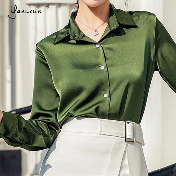 yanueun spring summer women blouses single breasted satin solid loose long sleeve office wear elegant wild shirt, White
yanueun spring summer women blouses single breasted satin solid loose long sleeve office wear elegant wild shirt, White