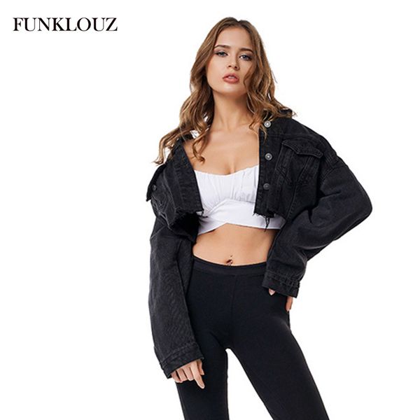 funklouz autumn black frayed hem ripped crop denim jean jacket women drop shoulder long sleeve ladies short coat, Black;brown
funklouz autumn black frayed hem ripped crop denim jean jacket women drop shoulder long sleeve ladies short coat, Black;brown