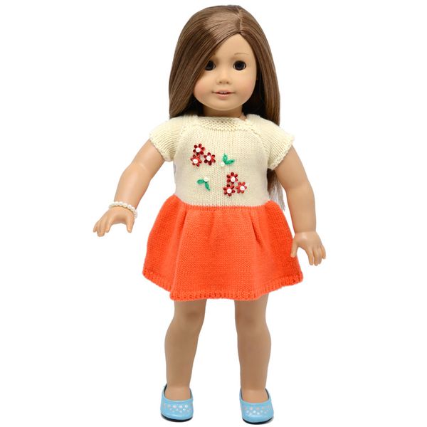 18 inch american girl doll clothes orange sweater dress with pearl bracelet for child party gift toys--doll clothes accessories
18 inch american girl doll clothes orange sweater dress with pearl bracelet for child party gift toys--doll clothes accessories