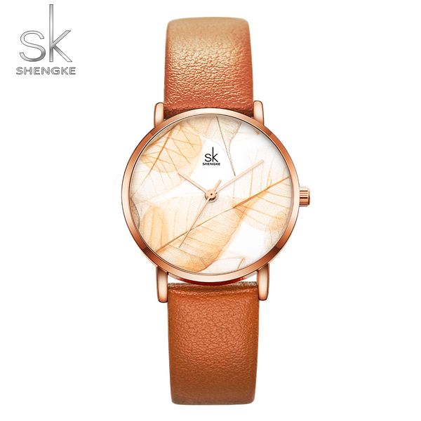 shengke new women watches creative leaves dial bright leather strap quartz clock fashion casual ladies wristwatches montre femme, Slivery;brown
shengke new women watches creative leaves dial bright leather strap quartz clock fashion casual ladies wristwatches montre femme, Slivery;brown