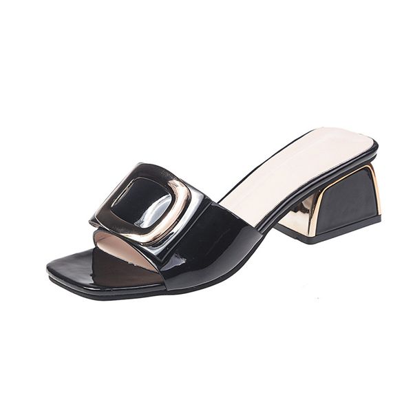 slippers 2021 est women pure color square head coarse heel women's wedges non-slip comfortable sandals, Black
slippers 2021 est women pure color square head coarse heel women's wedges non-slip comfortable sandals, Black