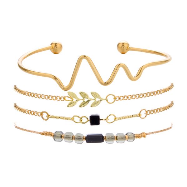 4pc/set natural crystal gold leaf beads bracelets for women jewelry wholesale accesorios mujer, Black
4pc/set natural crystal gold leaf beads bracelets for women jewelry wholesale accesorios mujer, Black