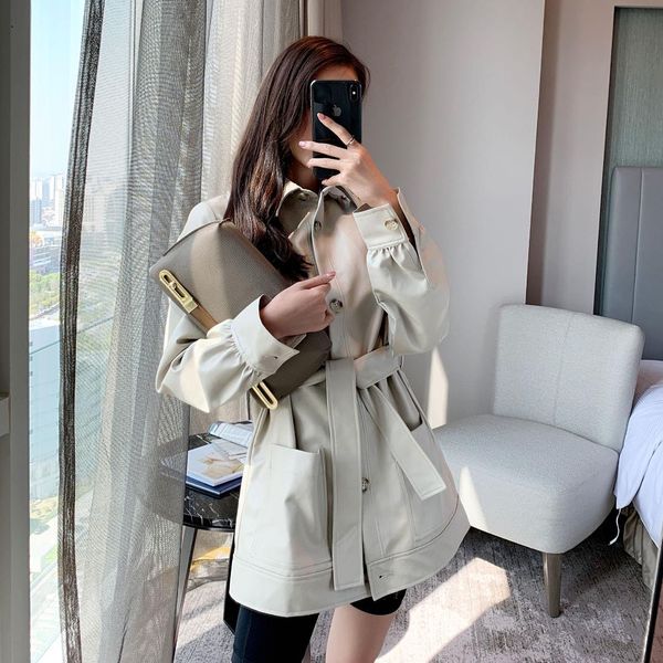 pu leather jacket women single breasted leather coat spring autumn trench coat with belt xr01, Black
pu leather jacket women single breasted leather coat spring autumn trench coat with belt xr01, Black