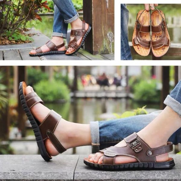 2019 real cowhide sandals men's leather men's soil new dual-use cool slippers non-slip beach shoes non-slippery, Black
2019 real cowhide sandals men's leather men's soil new dual-use cool slippers non-slip beach shoes non-slippery, Black
