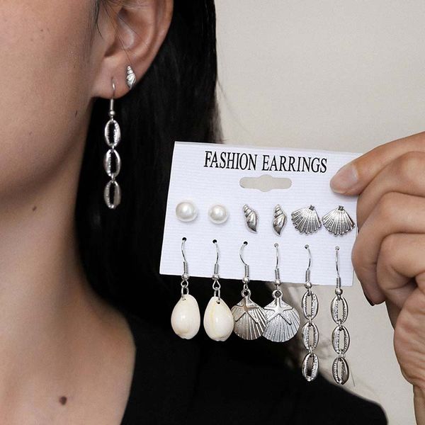 women earrings retro scallop shell conch starfish pearl pendant silver stud earring set simple birthday party jewelry gifts, Golden;silver
women earrings retro scallop shell conch starfish pearl pendant silver stud earring set simple birthday party jewelry gifts, Golden;silver