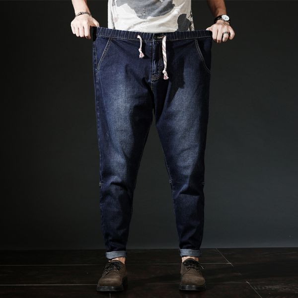men's large size pants autumn and winter new urban fashion popular casual harlan pants elastic waist denim trousers, Blue
men's large size pants autumn and winter new urban fashion popular casual harlan pants elastic waist denim trousers, Blue