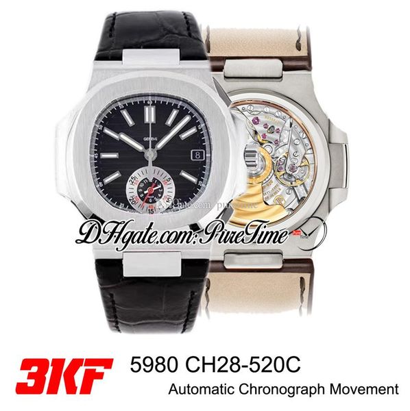 new 3kf nautilus 5980 ch28-520c automatic chronograph mens watch steel case black texture dial black leather strap edition puretime c3, Slivery;brown
new 3kf nautilus 5980 ch28-520c automatic chronograph mens watch steel case black texture dial black leather strap edition puretime c3, Slivery;brown
