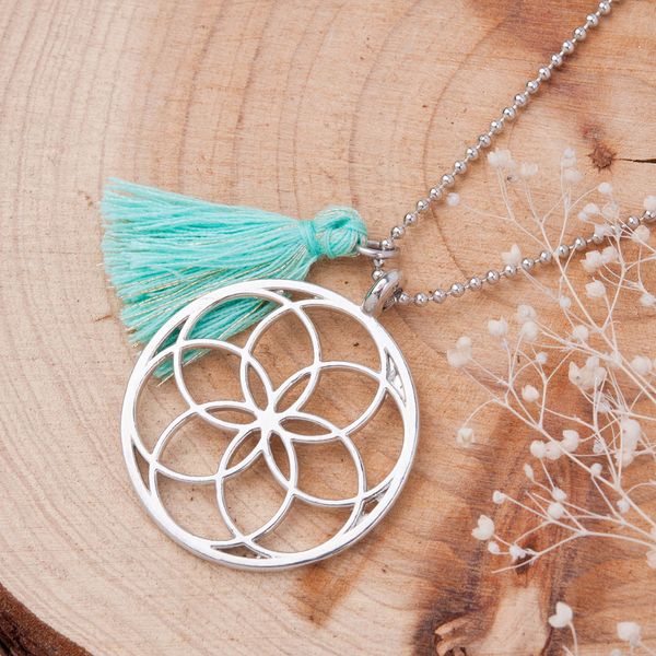 doreen box handmade seed of life pendants necklace flower of life mint green tassel summer fashion women's jewelry 53cm, 1 piece, Silver
doreen box handmade seed of life pendants necklace flower of life mint green tassel summer fashion women's jewelry 53cm, 1 piece, Silver