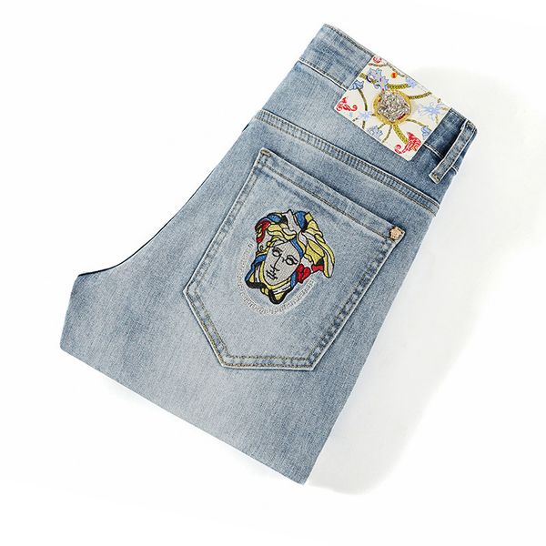 mens designer dusha embroidered fashion big jeans stretch slim pants, Blue
mens designer dusha embroidered fashion big jeans stretch slim pants, Blue