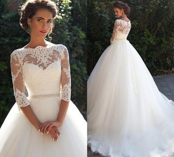 country vintage lace 2020 wedding dresses o neckline half long sleeves pearls tulle princess a-line bridal dresses plus size, White
country vintage lace 2020 wedding dresses o neckline half long sleeves pearls tulle princess a-line bridal dresses plus size, White