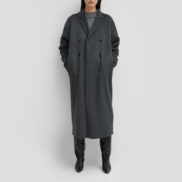 picos coat dark grey wool blend long trench coat lapel collar front double breasted sides pockets fashion overcoat 2020 fw, Black
picos coat dark grey wool blend long trench coat lapel collar front double breasted sides pockets fashion overcoat 2020 fw, Black