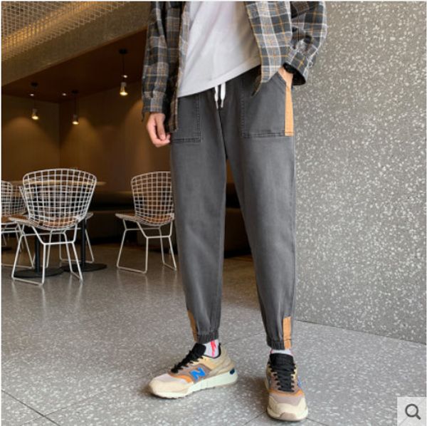 gray han edition popular logo leisure jeans men loose young students elastic waist beam foot foot trousers, Blue
gray han edition popular logo leisure jeans men loose young students elastic waist beam foot foot trousers, Blue