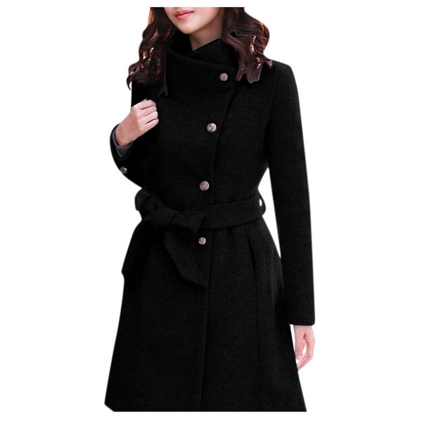 women coat plus size autumn winter women casual coat winter warm slim lapel wool trench long sleeve overcoat outwear y104, Black
women coat plus size autumn winter women casual coat winter warm slim lapel wool trench long sleeve overcoat outwear y104, Black