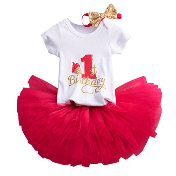 

PUDCOCO Toddler Girls 1st Birthday Party Outfit Bodysuit Dress Kids Tutu Romper Headband