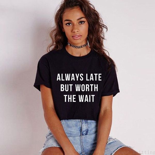 new design women letters t shirt always late but worth the wait funny fashion, White
new design women letters t shirt always late but worth the wait funny fashion, White