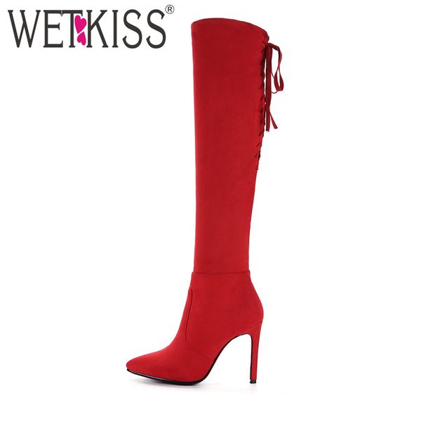 wetkiss 2018 plus size 33-43 new women knee high boots thin high heels pointed toe winter boots cross tied zipper footwear, Black
wetkiss 2018 plus size 33-43 new women knee high boots thin high heels pointed toe winter boots cross tied zipper footwear, Black