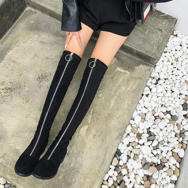 over the knee boots female 2019 winter stretch thin flat bottom women tight boot with front zipper plus velvet women's shoes, Black
over the knee boots female 2019 winter stretch thin flat bottom women tight boot with front zipper plus velvet women's shoes, Black