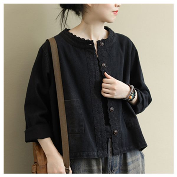 2020 women denim jacket black loose coat street wear all-match new retro art long sleeve outerwear cropped jacket, Black;brown
2020 women denim jacket black loose coat street wear all-match new retro art long sleeve outerwear cropped jacket, Black;brown