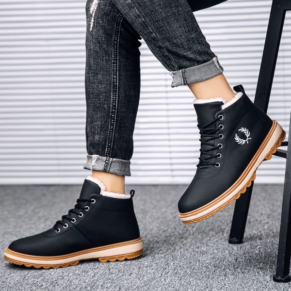 fur new lace-up fashion shoes men outdoor non-slip men's boots snow boots men plush winter design comfy warm ankle, Black
fur new lace-up fashion shoes men outdoor non-slip men's boots snow boots men plush winter design comfy warm ankle, Black