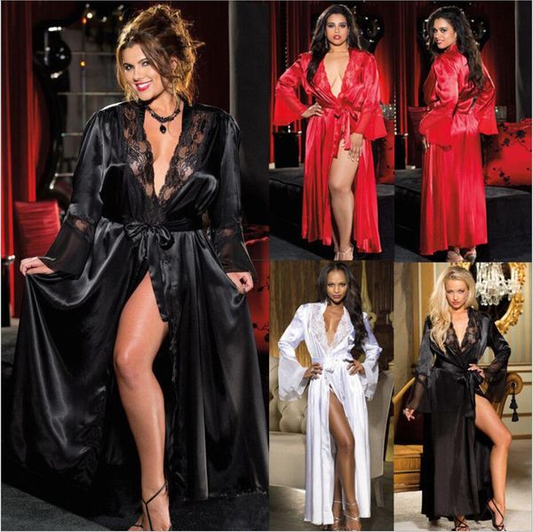 sell silk robes for women lace satin long dressing night robes sleepwear lingerie female kimono belt night dress nightgown, Black;red
sell silk robes for women lace satin long dressing night robes sleepwear lingerie female kimono belt night dress nightgown, Black;red