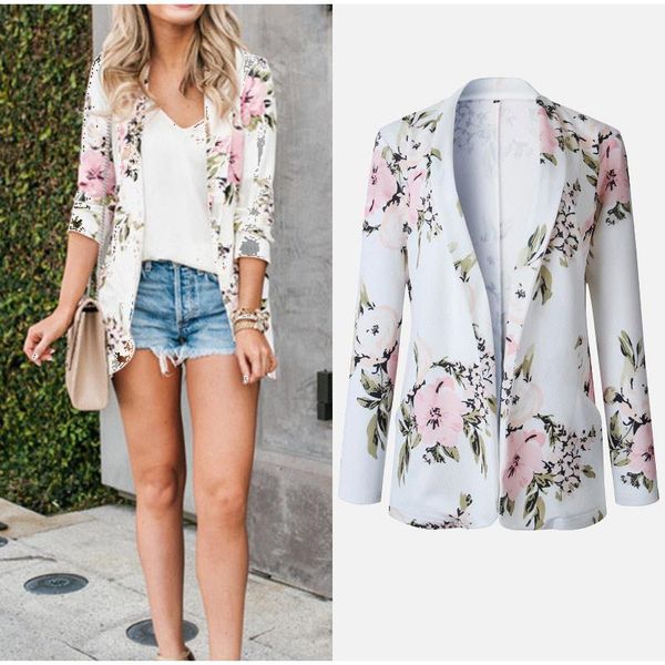 notched floral female blazer jacket white print blazers jackets for women vintage casual elegant ladies cardigan, White;black
notched floral female blazer jacket white print blazers jackets for women vintage casual elegant ladies cardigan, White;black