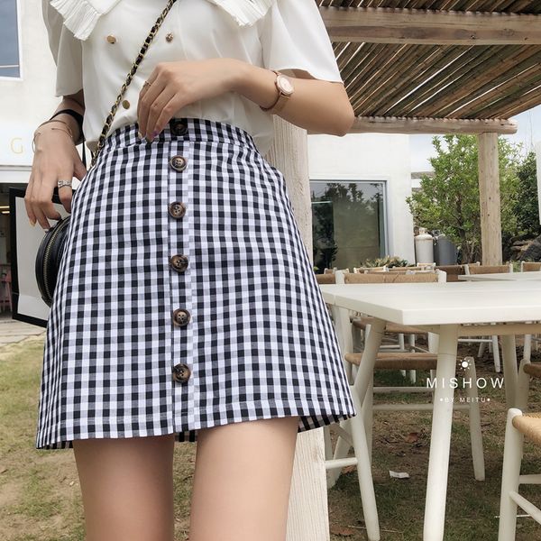 mishow vintage skirt women summer 2020 fashion single-breasted check high waist slim fit mini skirt mx19b1524, Black
mishow vintage skirt women summer 2020 fashion single-breasted check high waist slim fit mini skirt mx19b1524, Black