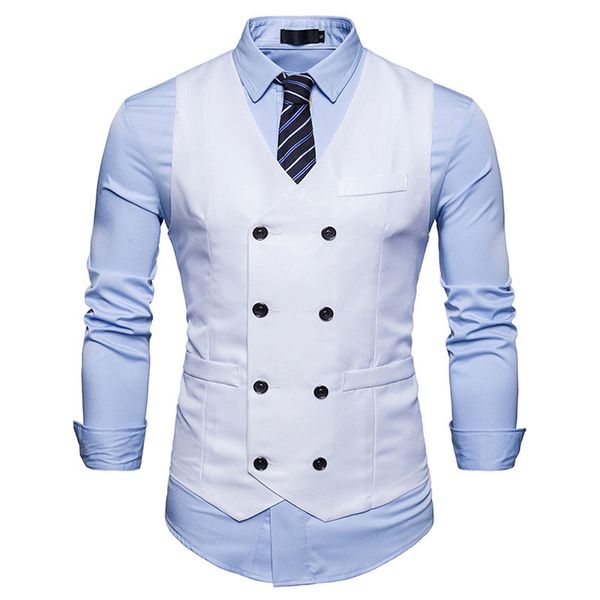 men's vests mens double breasted suit vest brand slim fit waistcoat men party wedding tuxedo dress gilet costume homme, Black;white
men's vests mens double breasted suit vest brand slim fit waistcoat men party wedding tuxedo dress gilet costume homme, Black;white