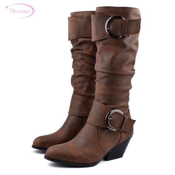 street riding boots round head knee-high boots fashion buckle pleated brown yellow black high heels chunky women's shoes
street riding boots round head knee-high boots fashion buckle pleated brown yellow black high heels chunky women's shoes