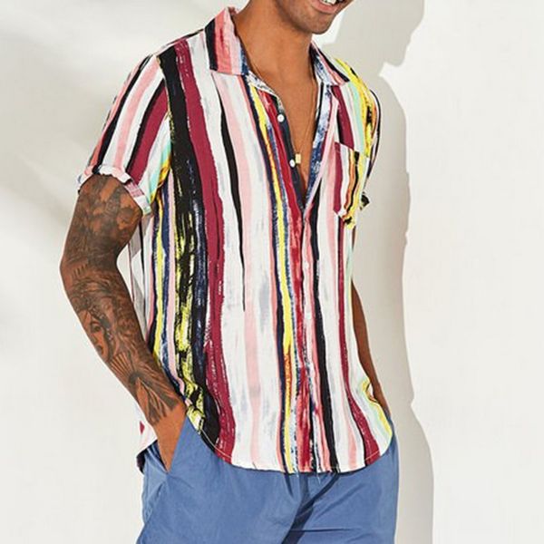 heflashor mens loose multi color stripe lump chest pocket short sleeve blouse plus size summer and blouses round hem shirts, White;black
heflashor mens loose multi color stripe lump chest pocket short sleeve blouse plus size summer and blouses round hem shirts, White;black