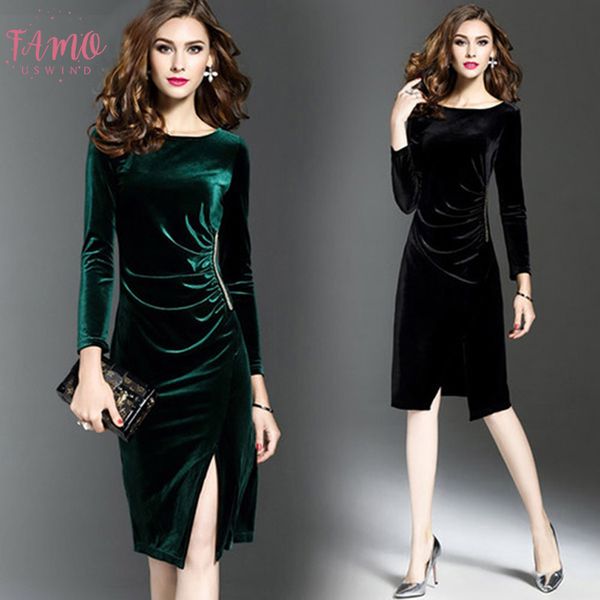 new autumn velvet dress female long sleeve slim slimming split dress knee length office lady elegant party dress vestidos, Black;gray
new autumn velvet dress female long sleeve slim slimming split dress knee length office lady elegant party dress vestidos, Black;gray