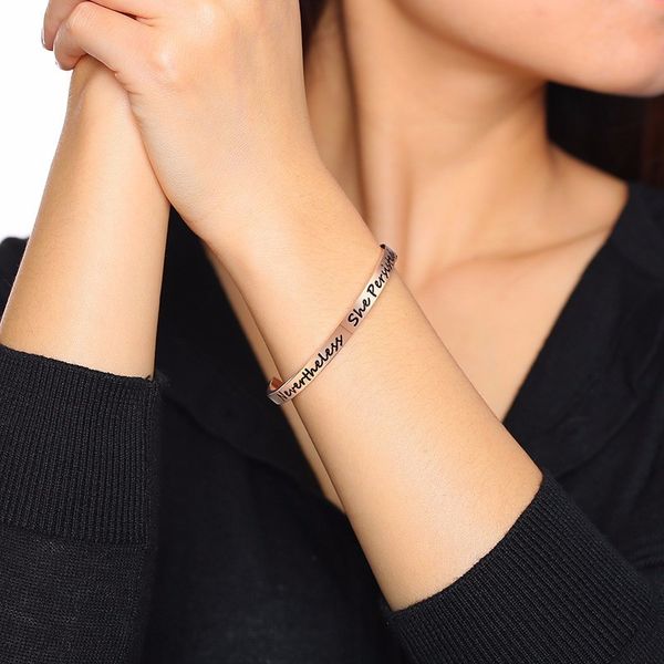 nevertheless she persisted rose golden silverly stainless steel motivational inspirational jewelry for women, White
nevertheless she persisted rose golden silverly stainless steel motivational inspirational jewelry for women, White