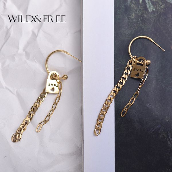 wild&fashion tiny lock dangle earrings for women gold circle long link chain love heart earrings stainless steel jewelry, Golden
wild&fashion tiny lock dangle earrings for women gold circle long link chain love heart earrings stainless steel jewelry, Golden