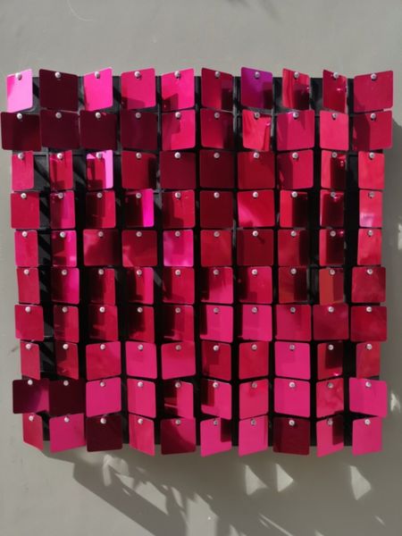 8ft 64pcs himmer mirror silver square backdrop for wedding party event