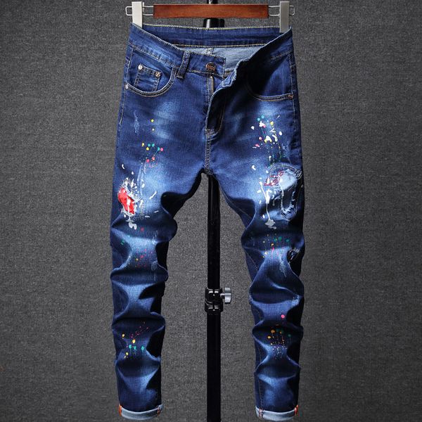 fashion-2019 newly fashion men's jeans blue color destroy jeans broken pants slim fit punk style paint printed stretch trousers
fashion-2019 newly fashion men's jeans blue color destroy jeans broken pants slim fit punk style paint printed stretch trousers