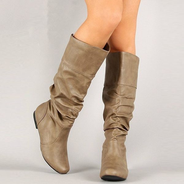 plus size 34-48 mid-calf boots insert heels women pu boots female round toe shoes concise flat shoes autumn winter, Black
plus size 34-48 mid-calf boots insert heels women pu boots female round toe shoes concise flat shoes autumn winter, Black