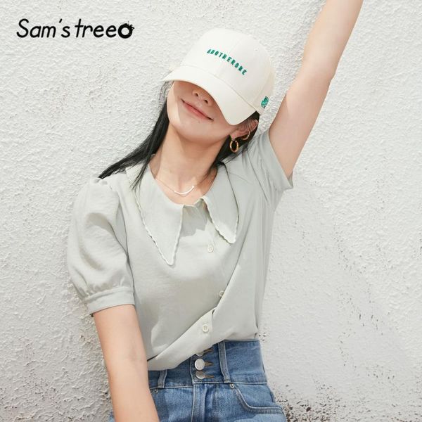 sam's tree green solid chic button casual chiffon shirts women 2020 summer black pure vintage puff sleeve korean ladies, White
sam's tree green solid chic button casual chiffon shirts women 2020 summer black pure vintage puff sleeve korean ladies, White