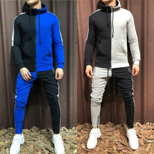 men's designer tracksuits spring autumn patchwork sports clothing suits hoodies pants joggers 2pcs clothing sets, Gray
men's designer tracksuits spring autumn patchwork sports clothing suits hoodies pants joggers 2pcs clothing sets, Gray