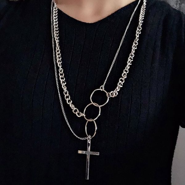 rock streetwear circles crossing chain necklace multi layer hiphop dancing accessory, Silver
rock streetwear circles crossing chain necklace multi layer hiphop dancing accessory, Silver