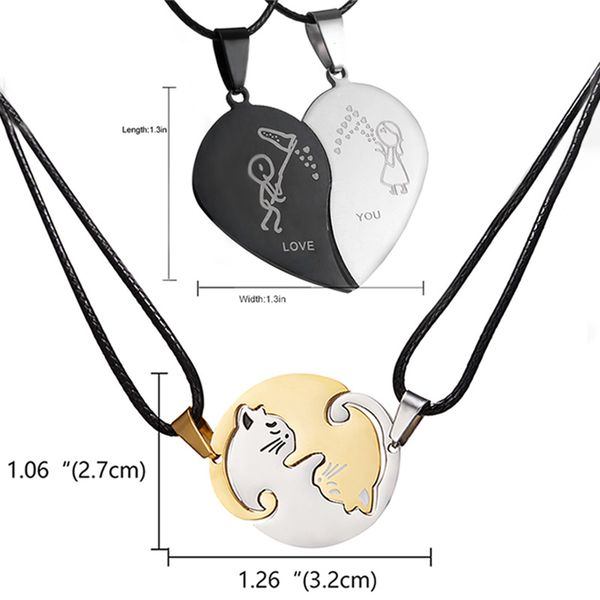 2pcs/set couples jewelry necklaces black white couple necklace titanium steel animal cat pendants necklace, Silver
2pcs/set couples jewelry necklaces black white couple necklace titanium steel animal cat pendants necklace, Silver