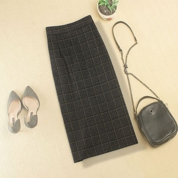 autumn winter thick plaid woolen skirt women high waist package hip pencil skirt plus size 2xl, Black
autumn winter thick plaid woolen skirt women high waist package hip pencil skirt plus size 2xl, Black